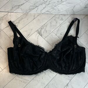 NWT Cacique Lane Bryant Womans Bra Black Lace Unlined Balconette UNDERWIRE 42G